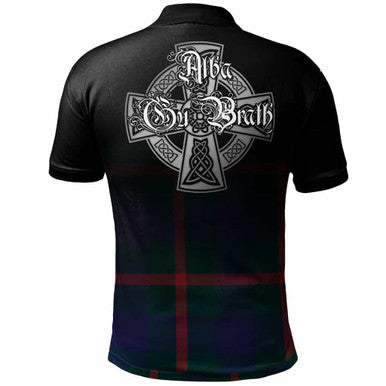 Scottish Agnew Clan Crest Tartan Polo Shirt - Alba Gu Brath Family Crest Celtic Inspired Back Side Tartan Plaid