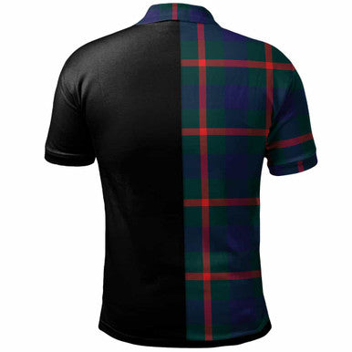Scottish Agnew Clan Crest Tartan Polo Shirt - Half in Me Back Side Tartan Plaid