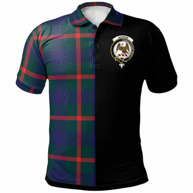 Scottish Agnew Clan Crest Tartan Polo Shirt - Half in Me Front Side Tartan Plaid
