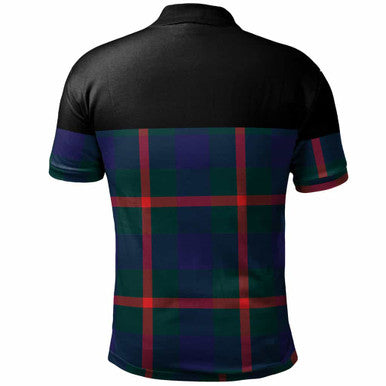 Scottish Agnew Clan Crest Tartan Polo Shirt - Horizontal Style Back Side Tartan Plaid