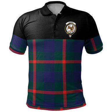 Scottish Agnew Clan Crest Tartan Polo Shirt - Horizontal Style Front Side Tartan Plaid