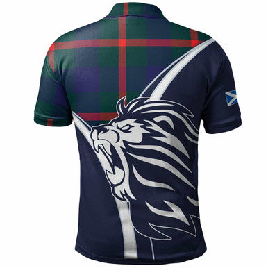 Scottish Agnew Clan Crest Tartan Polo Shirt - Scottish Flag With Lion Back Side Tartan Plaid