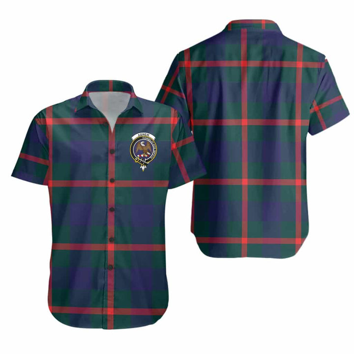 Scottish Agnew Clan Crest Tartan Short Sleeve Shirt Tartan Plaid