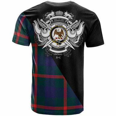 Scottish Agnew Clan Crest Tartan T-Shirt - Military Logo Back Side Tartan Plaid