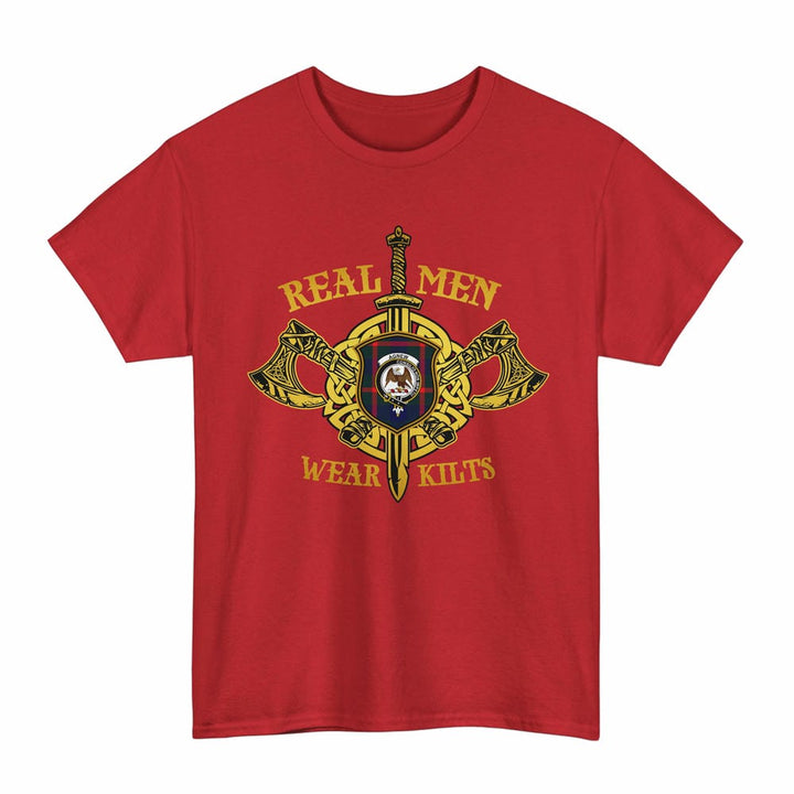 Scottish Agnew Clan Crest Tartan T-Shirt Real Men Wear Kilts Tartan Plaid Red Color