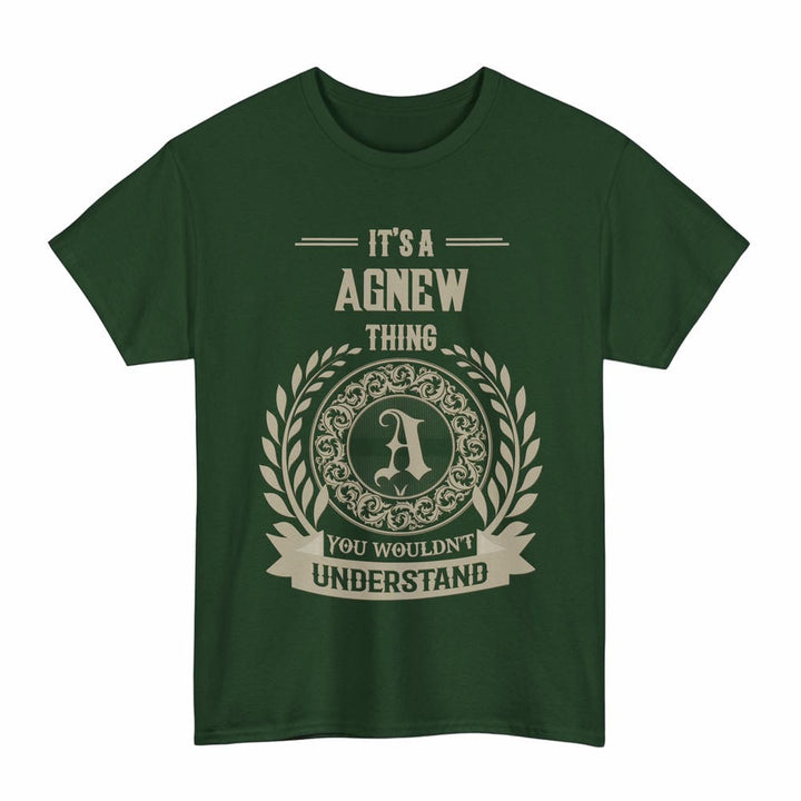 Scottish Agnew Clan Tartan T-Shirt - Vintage Family Name Tartan Plaid Forest Green Color