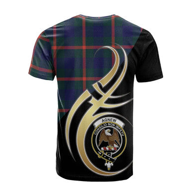 Scottish Agnew Modern Clan Crest Tartan T-Shirt Believe in Me Back Side Tartan Plaid