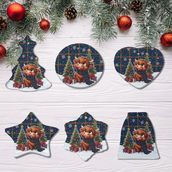 Scottish Agnew Modern Clan Tartan Ceramic Ornament Cute Highland Cow Christmas All Style Tartan Plaid