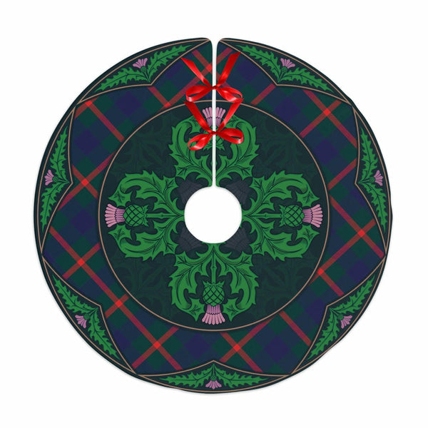 Scottish Agnew Modern Clan Tartan Christmas Tree Skirt Old Scottish Thistle Flower No Tassels Tartan Plaid 1