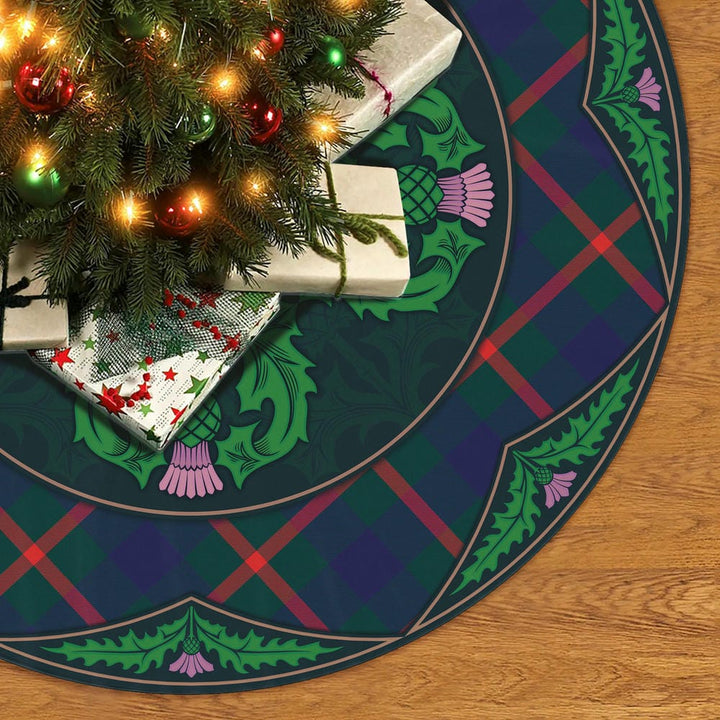 Scottish Agnew Modern Clan Tartan Christmas Tree Skirt Old Scottish Thistle Flower No Tassels Tartan Plaid 2