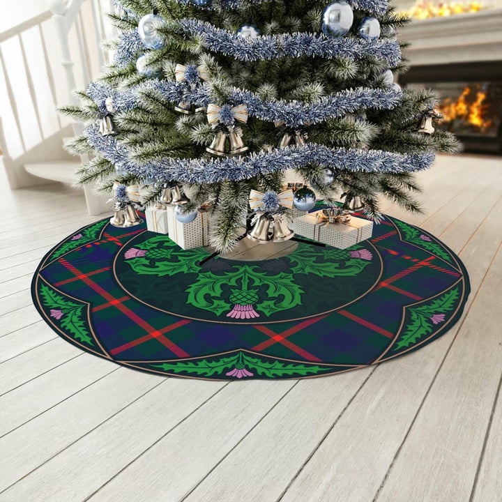 Scottish Agnew Modern Clan Tartan Christmas Tree Skirt Old Scottish Thistle Flower No Tassels Tartan Plaid 3