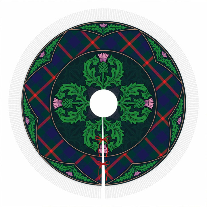 Scottish Agnew Modern Clan Tartan Christmas Tree Skirt Old Scottish Thistle Flower Tassels Tartan Plaid 1