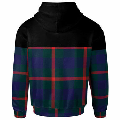 Scottish Agnew Modern Clan Tartan Hoodie - Horizontal Style Back Side Tartan Plaid