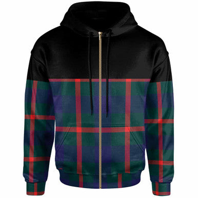 Scottish Agnew Modern Clan Tartan Hoodie - Horizontal Style Zip Tartan Plaid