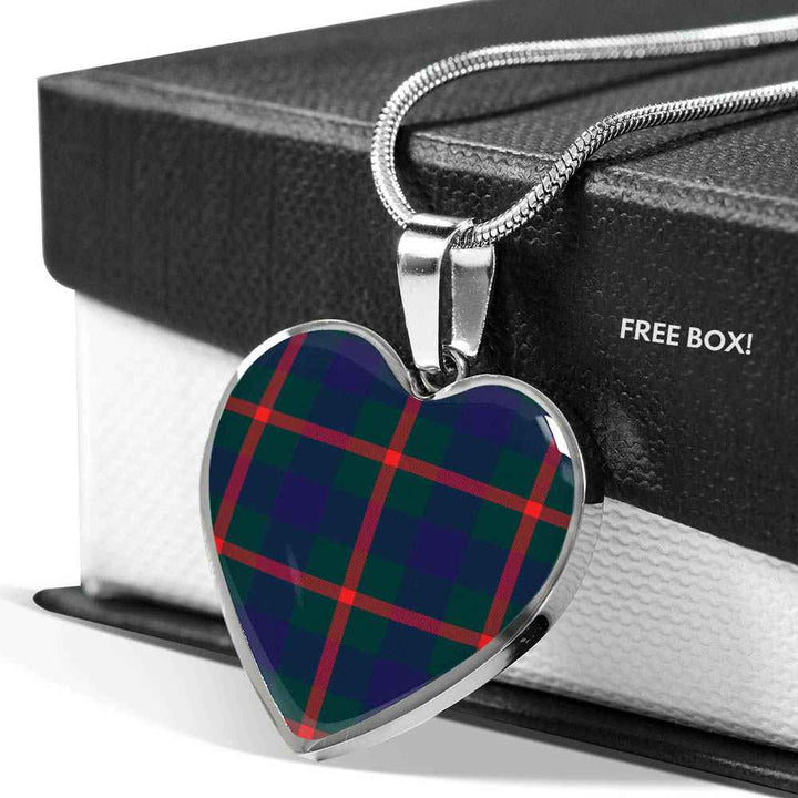 Scottish Agnew Modern Clan Tartan Necklace Heart Tartan Plaid 5