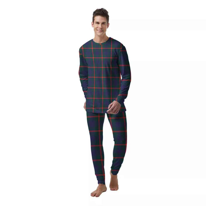 Scottish Agnew Modern Clan Tartan Pajama Set  Men Front Side Tartan Plaid