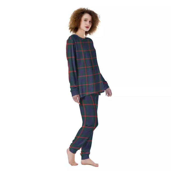 Scottish Agnew Modern Clan Tartan Pajama Set Women Front Side Tartan Plaid