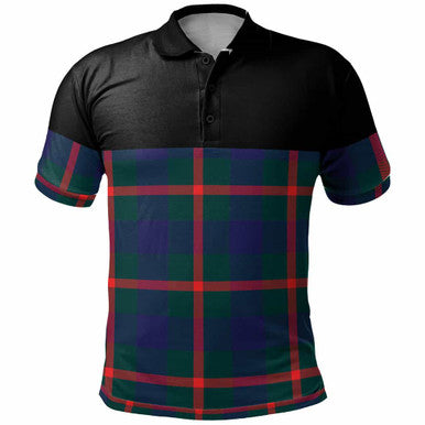 Scottish Agnew Modern Clan Tartan Polo Shirt - Horizontal Style Front Side Tartan Plaid