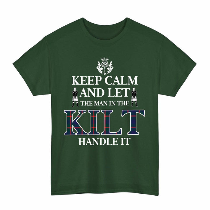 Scottish Agnew Modern Clan Tartan T-Shirt - Keep Calm Tartan Plaid Forest Green Color