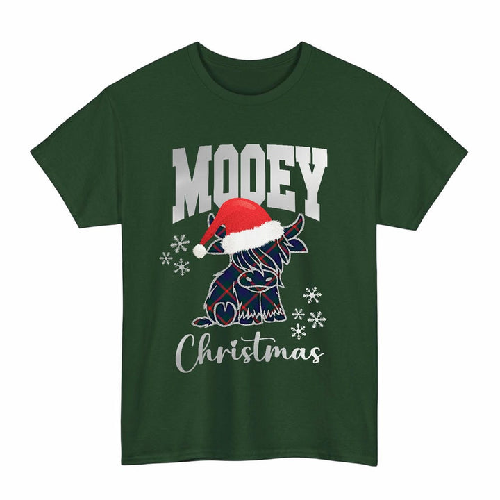 Scottish Agnew Modern Clan Tartan T-Shirt - Mooey Christmas Tartan Plaid Forest Green Color