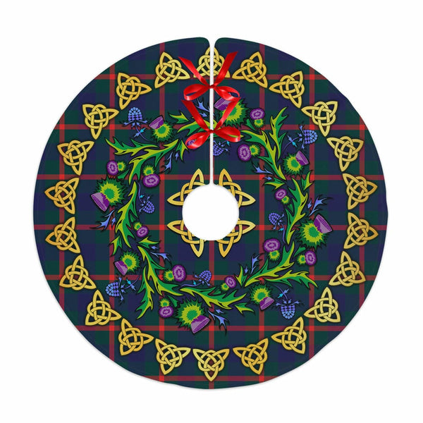 Scottish Agnew Modern Clan Tartan Thistle Celtic Knot Christmas Tree Skirt No Tassels Tartan Plaid 1