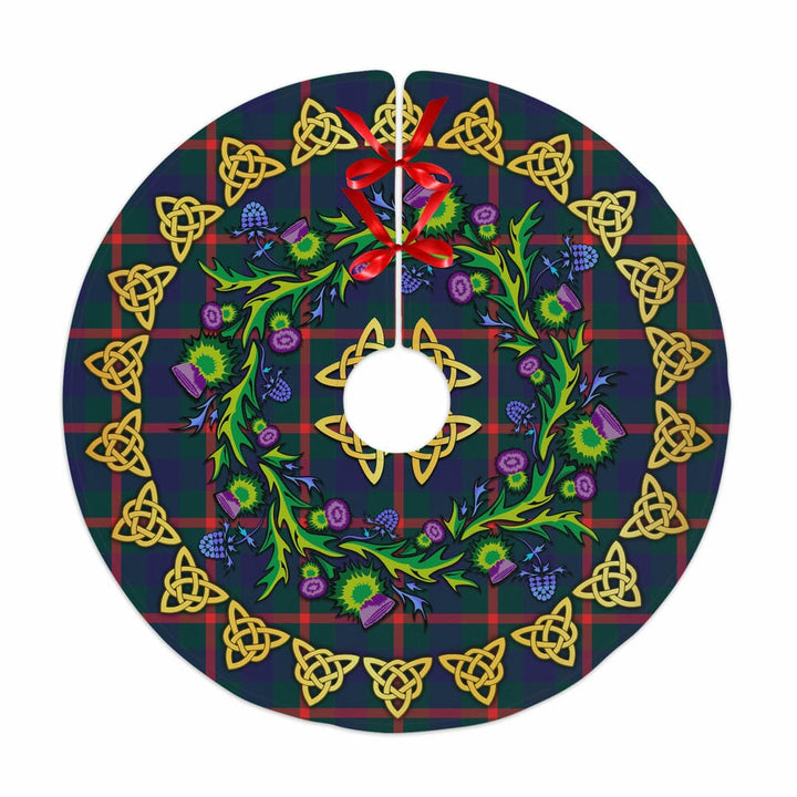 Scottish Agnew Modern Clan Tartan Thistle Celtic Knot Christmas Tree Skirt No Tassels Tartan Plaid 1