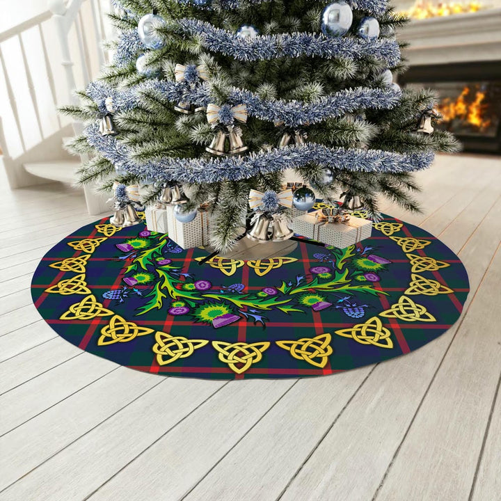 Scottish Agnew Modern Clan Tartan Thistle Celtic Knot Christmas Tree Skirt No Tassels Tartan Plaid 3