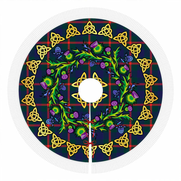 Scottish Agnew Modern Clan Tartan Thistle Celtic Knot Christmas Tree Skirt Tassels Tartan Plaid 1