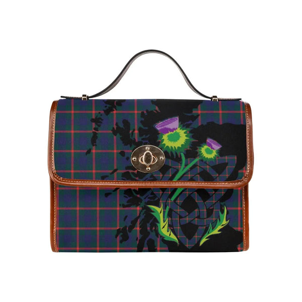 Scottish Agnew Modern Clan Tartan Waterproof Canvas Bag With Thistle Tartan Plaid 2