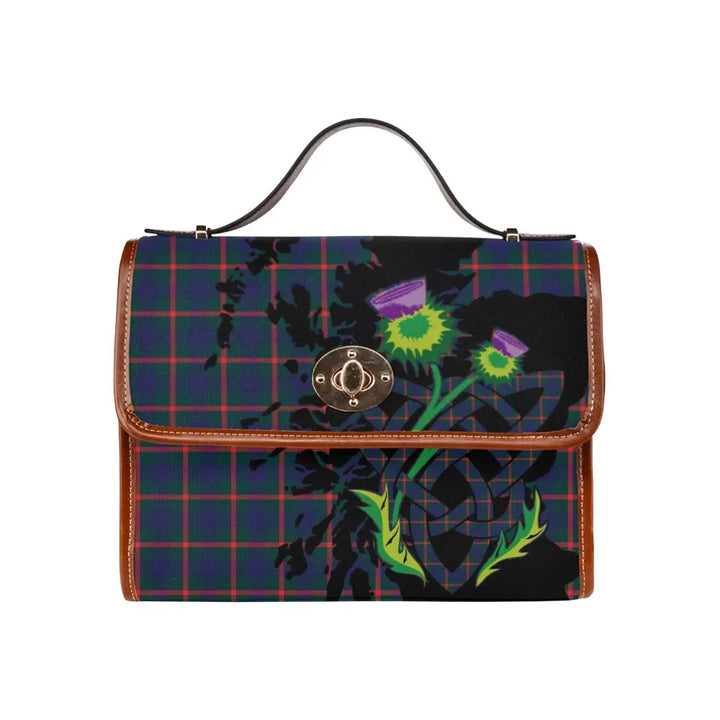 Scottish Agnew Modern Clan Tartan Waterproof Canvas Bag With Thistle Tartan Plaid 1