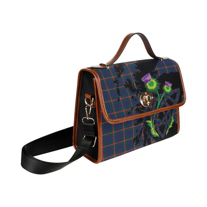 Scottish Agnew Modern Clan Tartan Waterproof Canvas Bag With Thistle Tartan Plaid 3