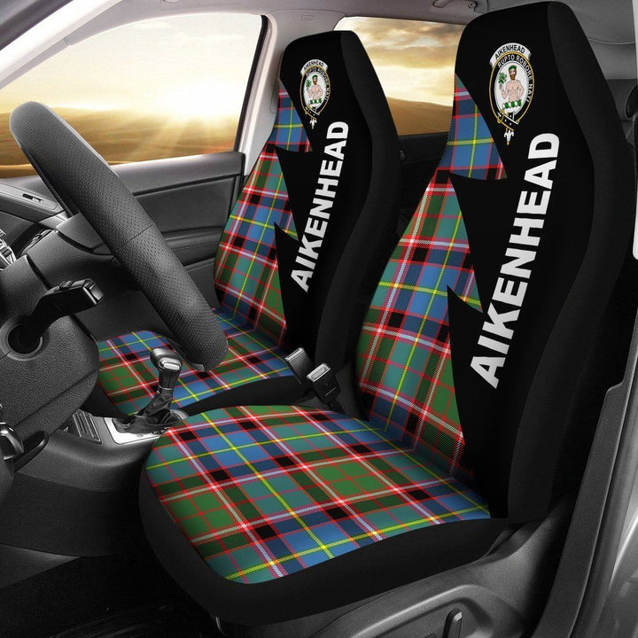 Scottish Aikenhead Clan Crest Tartan Car Seat Covers - Flash Style 1
