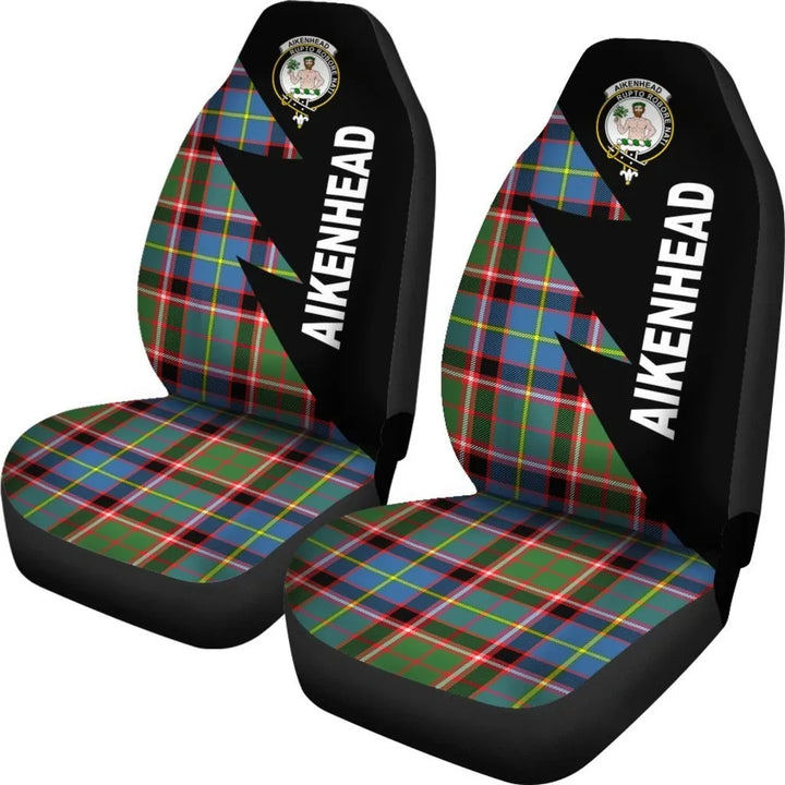 Scottish Aikenhead Clan Crest Tartan Car Seat Covers - Flash Style 2