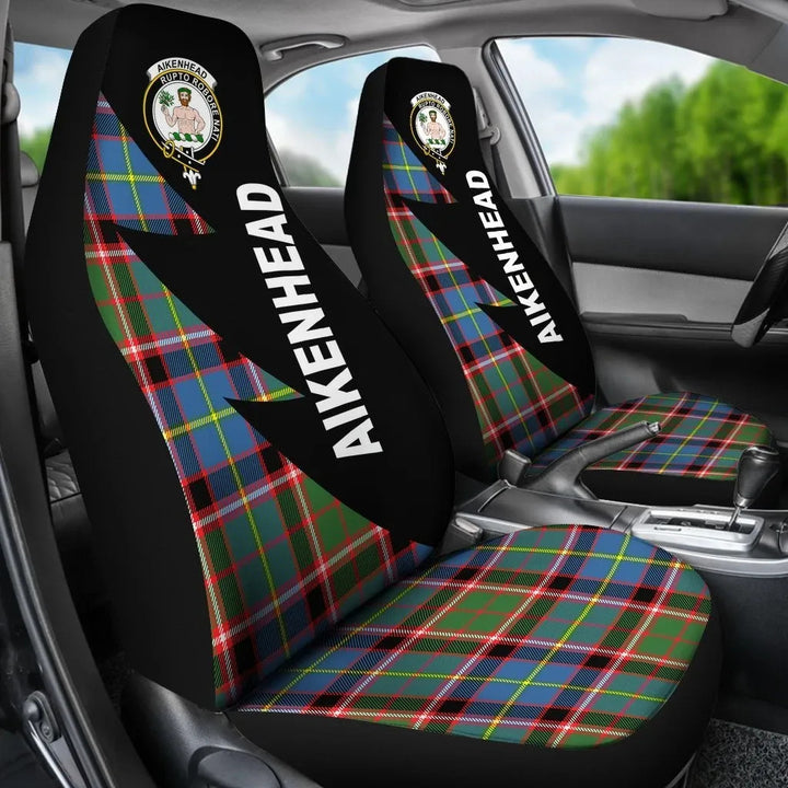 Scottish Aikenhead Clan Crest Tartan Car Seat Covers - Flash Style 3