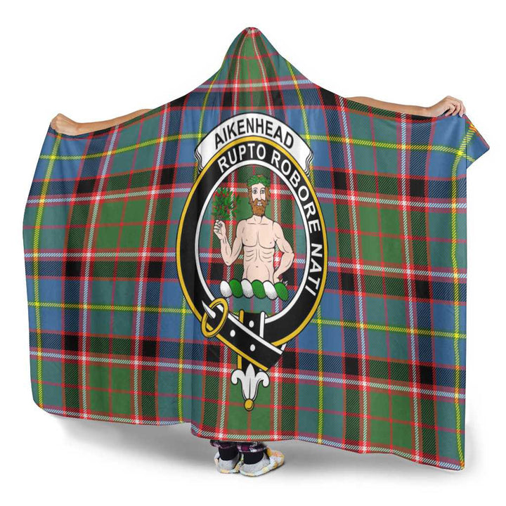Scottish Aikenhead Clan Crest Tartan Hooded Blanket Tartan Plaid 3