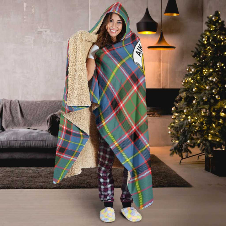 Scottish Aikenhead Clan Crest Tartan Hooded Blanket Tartan Plaid 6
