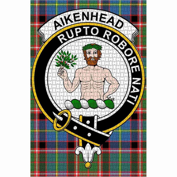 Scottish Aikenhead Clan Crest Tartan Jigsaw Puzzle 1