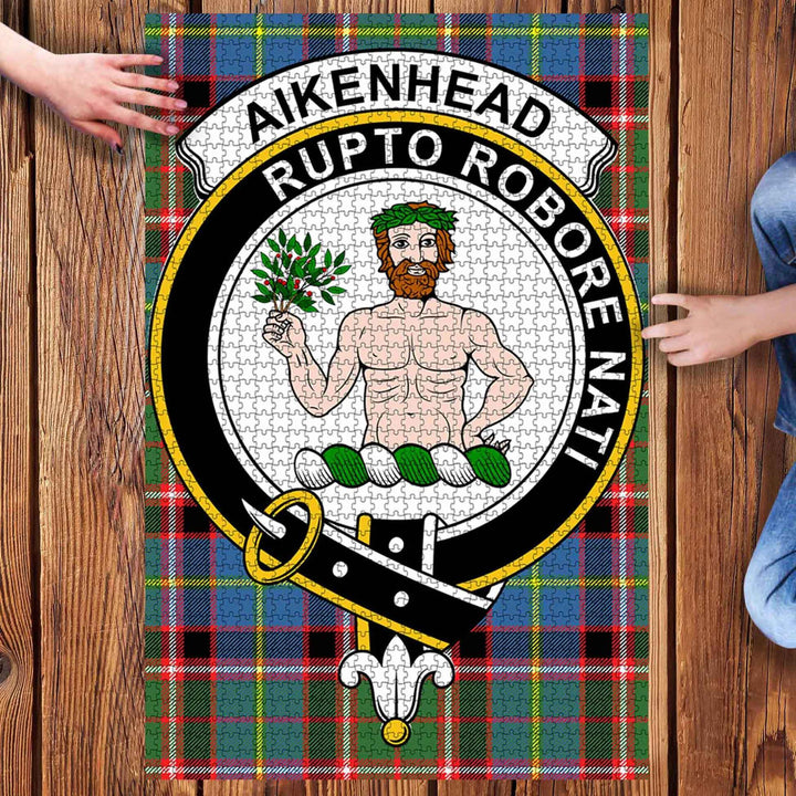 Scottish Aikenhead Clan Crest Tartan Jigsaw Puzzle 3