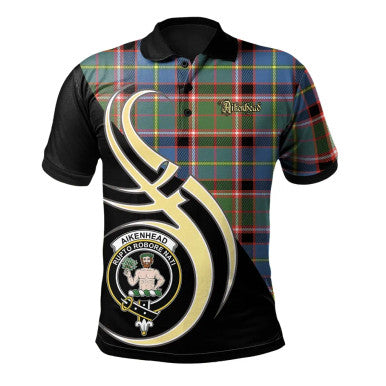 Scottish Aikenhead Clan Crest Tartan Polo Shirt Believe in Me Front Side Tartan Plaid