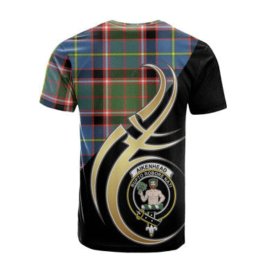 Scottish Aikenhead Clan Crest Tartan T-Shirt Believe in Me Back Side Tartan Plaid