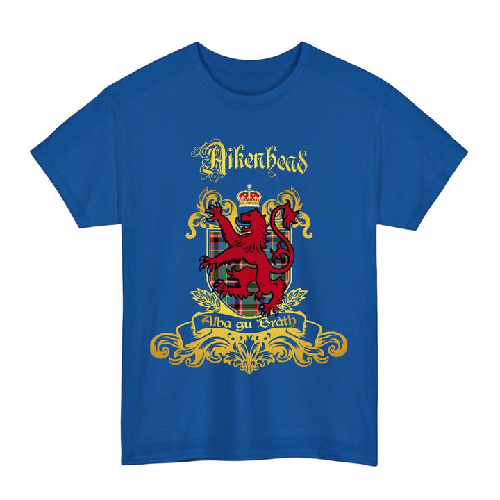 Scottish Aikenhead Clan Tartan Lion Rampant of Scotland T-Shirt Tartan Plaid Royal Color