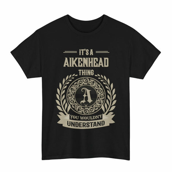 Scottish Aikenhead Clan Tartan T-Shirt - Vintage Family Name Tartan Plaid Black Color