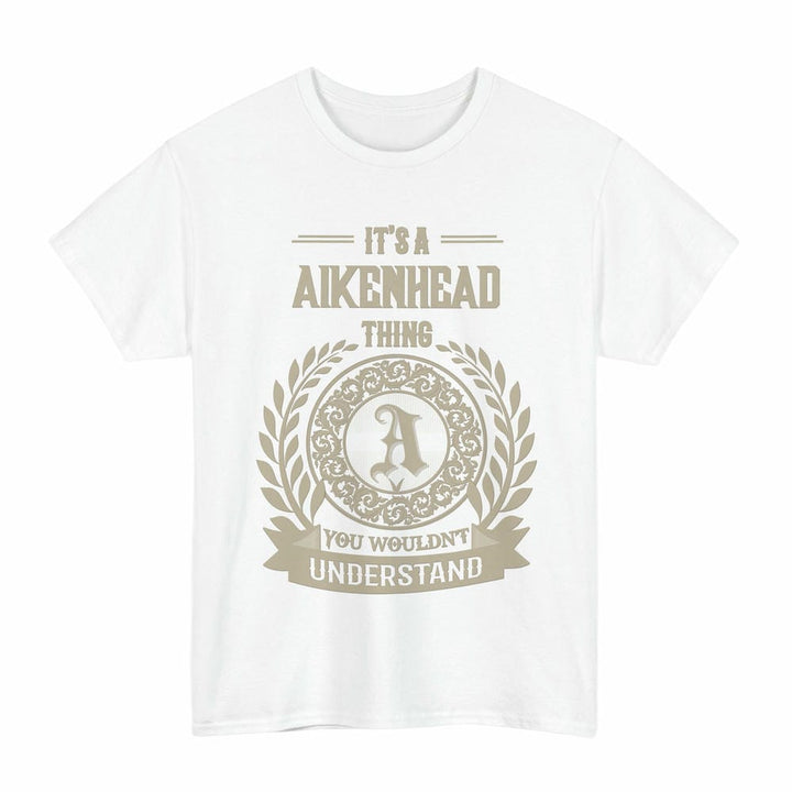 Scottish Aikenhead Clan Tartan T-Shirt - Vintage Family Name Tartan Plaid White Color