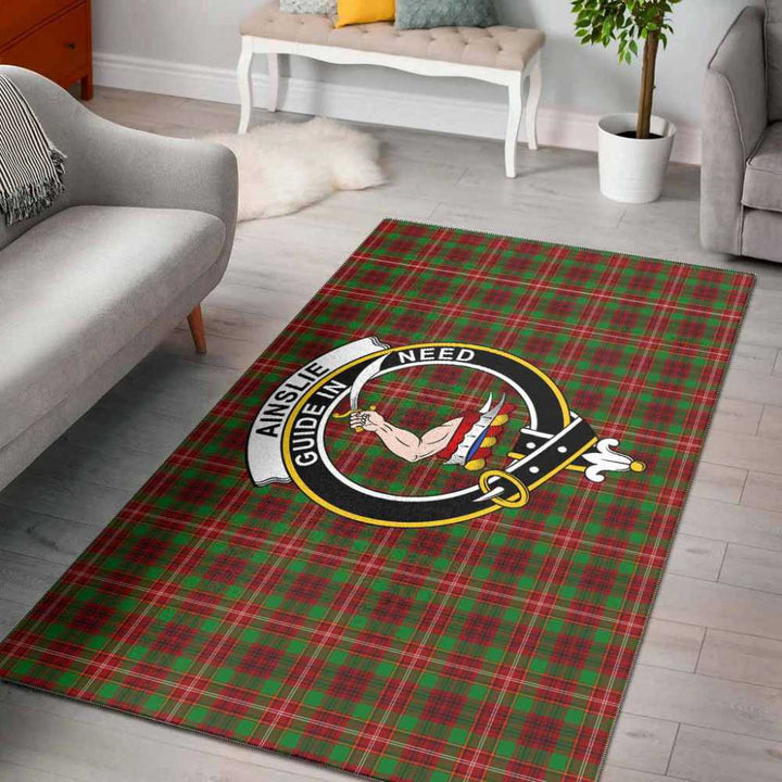 Scottish Ainslie Clan Crest Tartan Area Rug Tartan Plaid 1