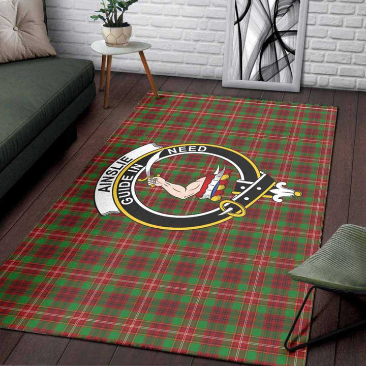 Scottish Ainslie Clan Crest Tartan Area Rug Tartan Plaid 3