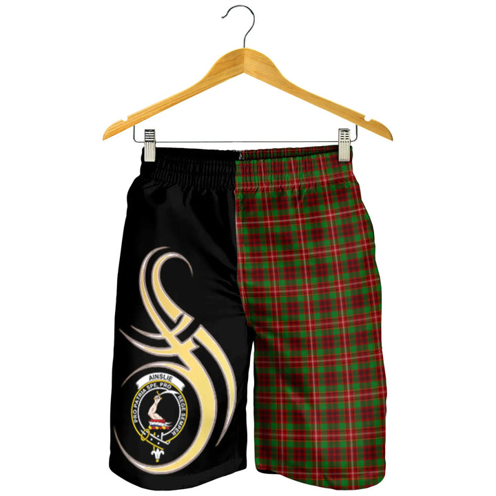Scottish Ainslie Clan Crest Tartan Believe in Me Men's Shorts