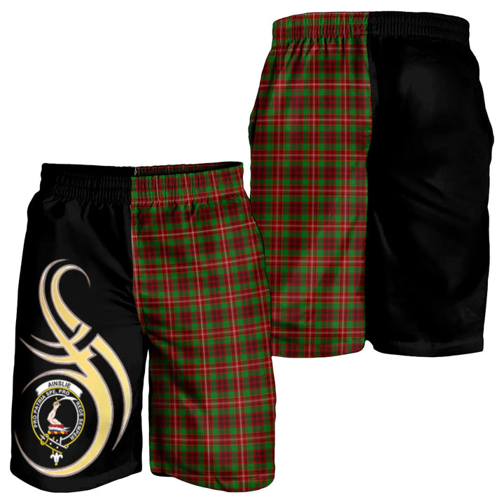 Scottish Ainslie Clan Crest Tartan Believe in Me Men's Shorts