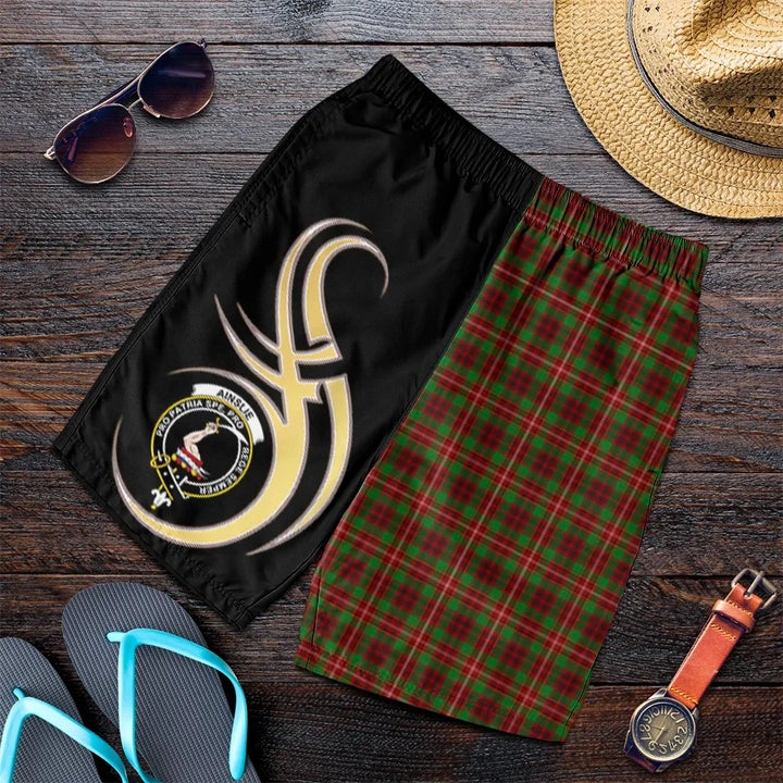 Scottish Ainslie Clan Crest Tartan Believe in Me Men's Shorts
