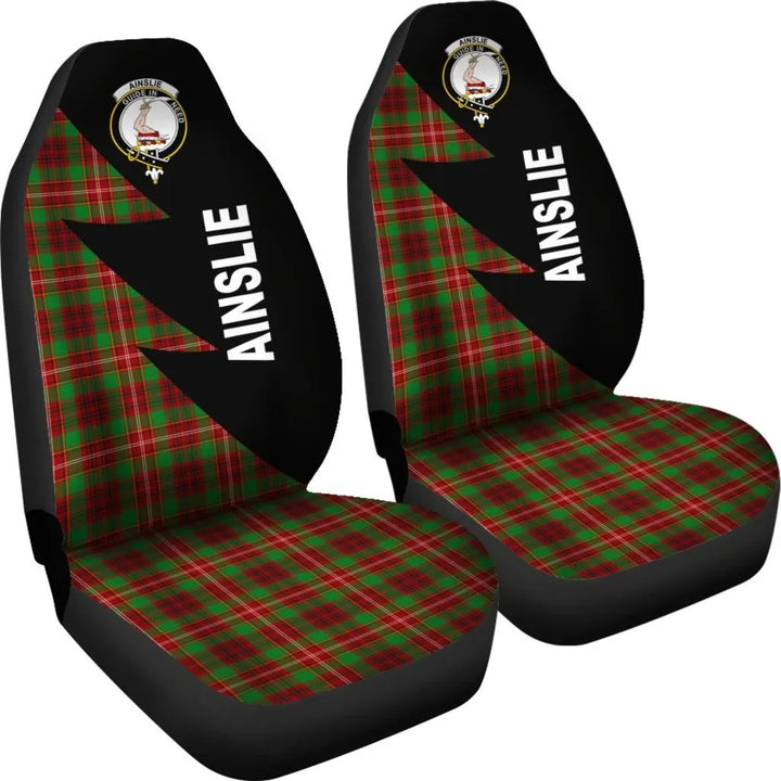 Scottish Ainslie Clan Crest Tartan Car Seat Covers - Flash Style 4
