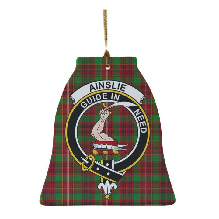 Scottish Ainslie Clan Crest Tartan Ceramic Ornament Bell Shape Tartan Plaid